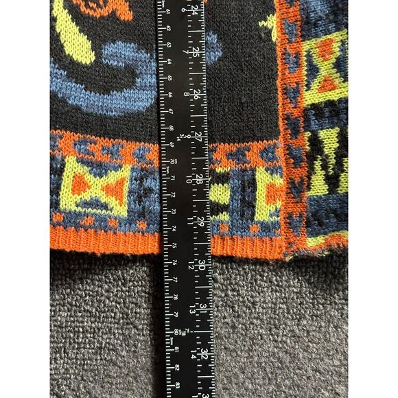 Flying Tomato Sweater Womens Small Black Orange Open Front Cardigan Paisley Boho - Picture 5 of 6